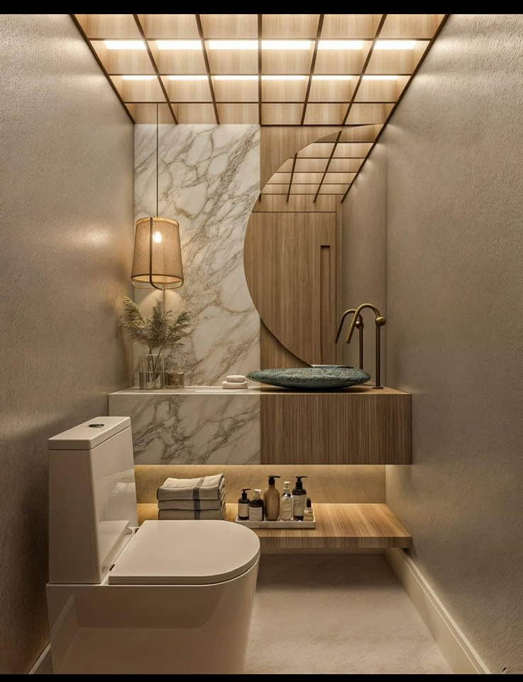 Lattice Ceiling Powder Room